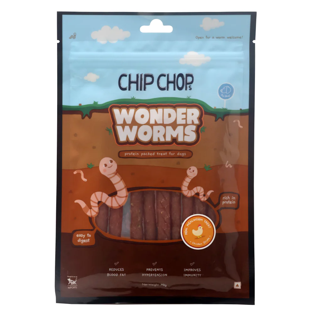 CHIP CHOPS WONDER WORMS CHICKEN STICKS 70G