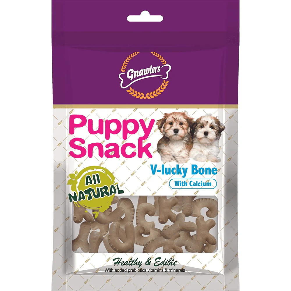 Gnawlers Puppy Snack v-lucky bone with calcium 270g