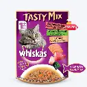 Whiskas Adult Tasty Mix Seafood Cocktail Wakame Seaweed In Gravy 70G